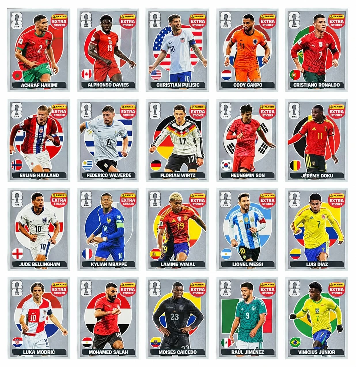 Coleção Legends PRATA — seleção completa com 20 jogadores